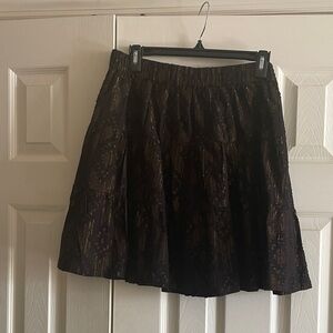 Roller Rabbit Black and Gold Patterned A-Line Skirt
